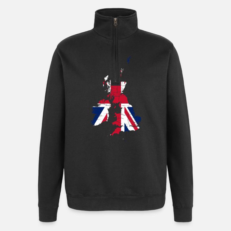 Royaume-Uni Drapeau Paysage Angleterre - Sweat à zip 1/4 - noir