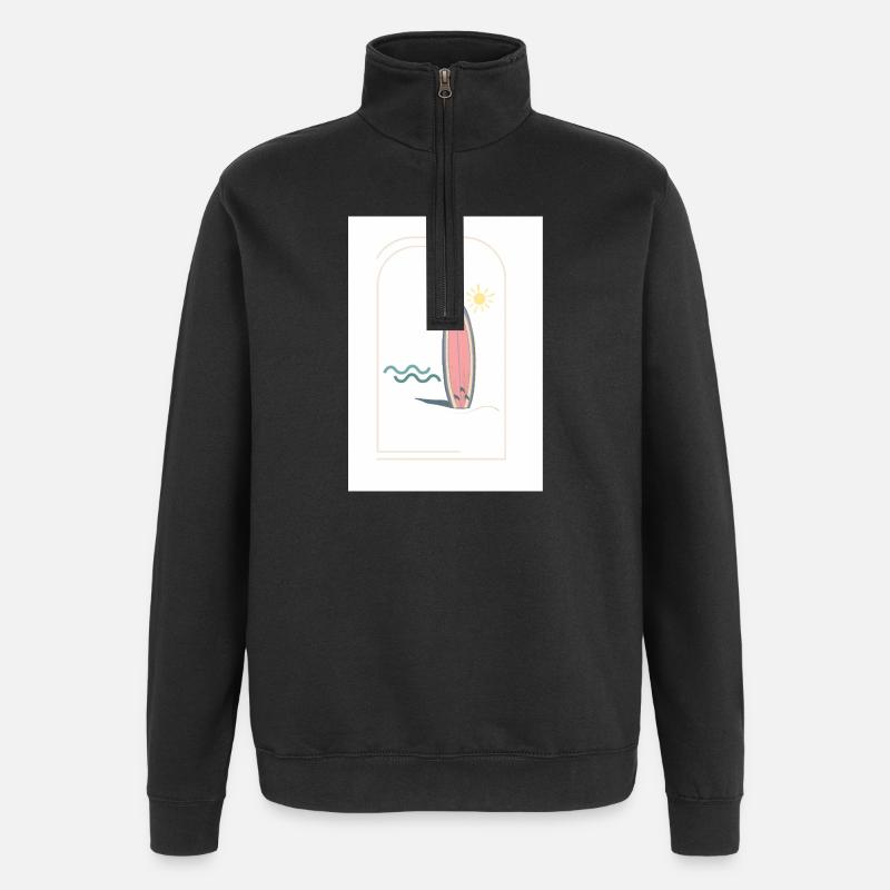 Surfbrett Sonnenaufgang Design - Quarter-Zip-Sweatshirt - Schwarz