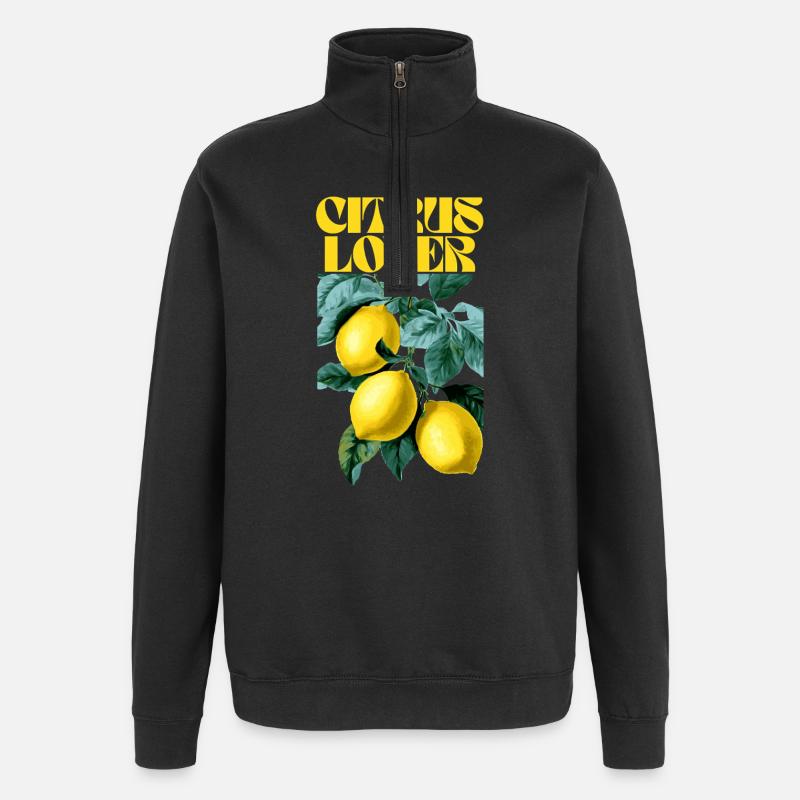 Citrus Lover Botanisches Design - Quarter-Zip-Sweatshirt - Schwarz