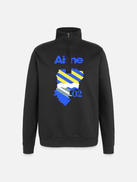 Map of Aisne Blue Yellow 02 - Quarter-Zip Sweatshirt - black