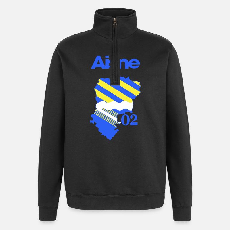 Carte Aisne Bleu Jaune 02 - Sweat à zip 1/4 - noir