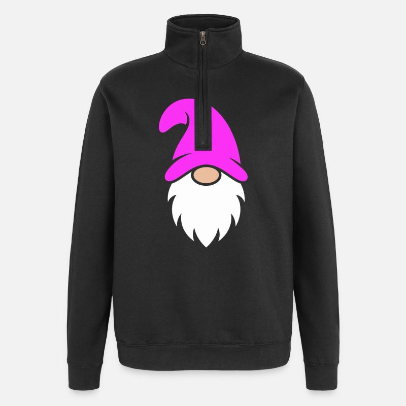 Gnome à chapeau magenta - Sweat à zip 1/4 - noir