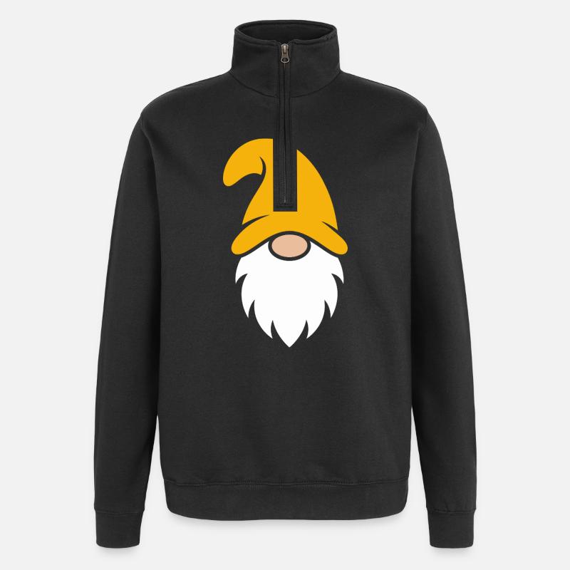 Gnome de Noël au chapeau jaune - Sweat à zip 1/4 - noir