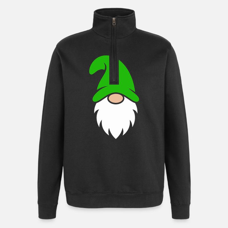 Light Green Hat Christmas Gnome - Quarter-Zip Sweatshirt - black