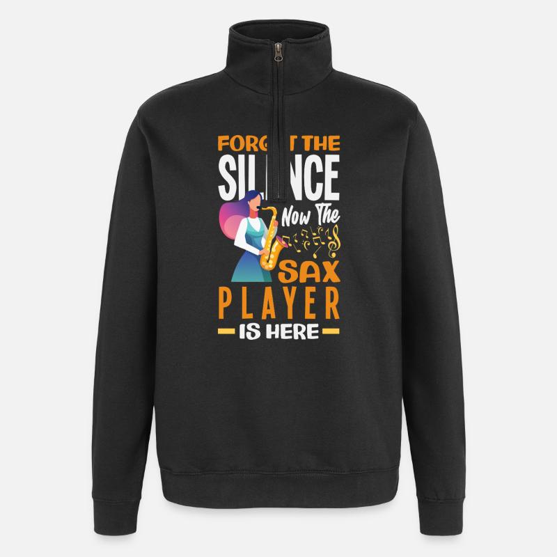 Saxofon - Quarter-Zip-Sweatshirt - Schwarz