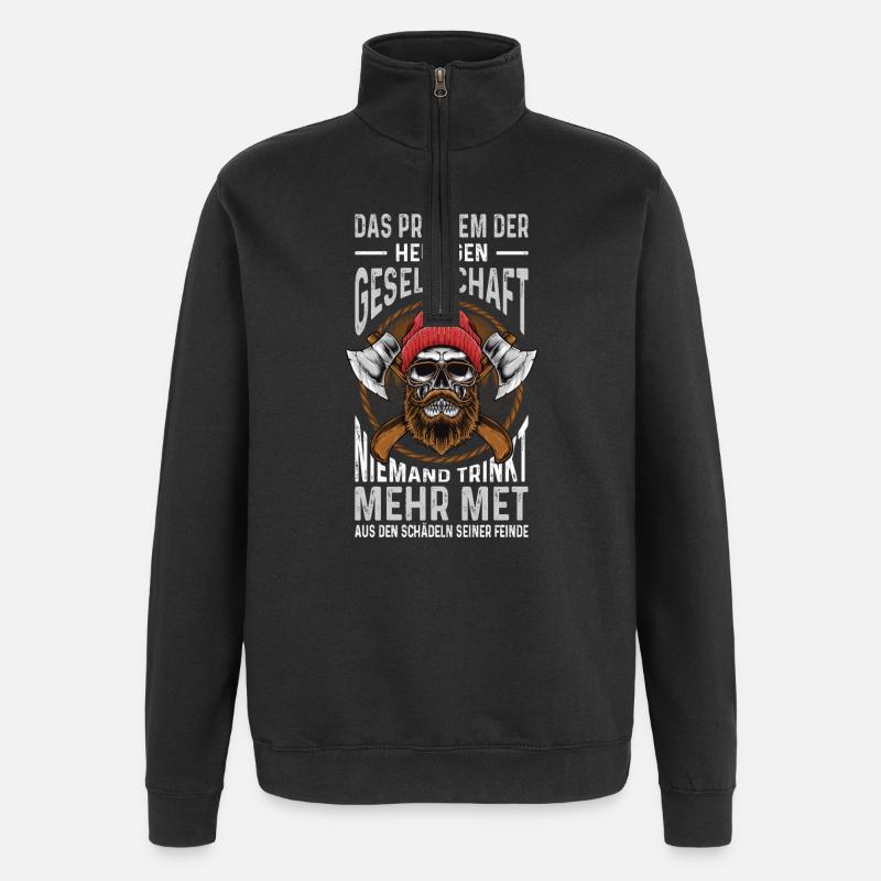 Walhalla Nordmann Wikinger Geschenk Odin - Quarter-Zip-Sweatshirt - Schwarz