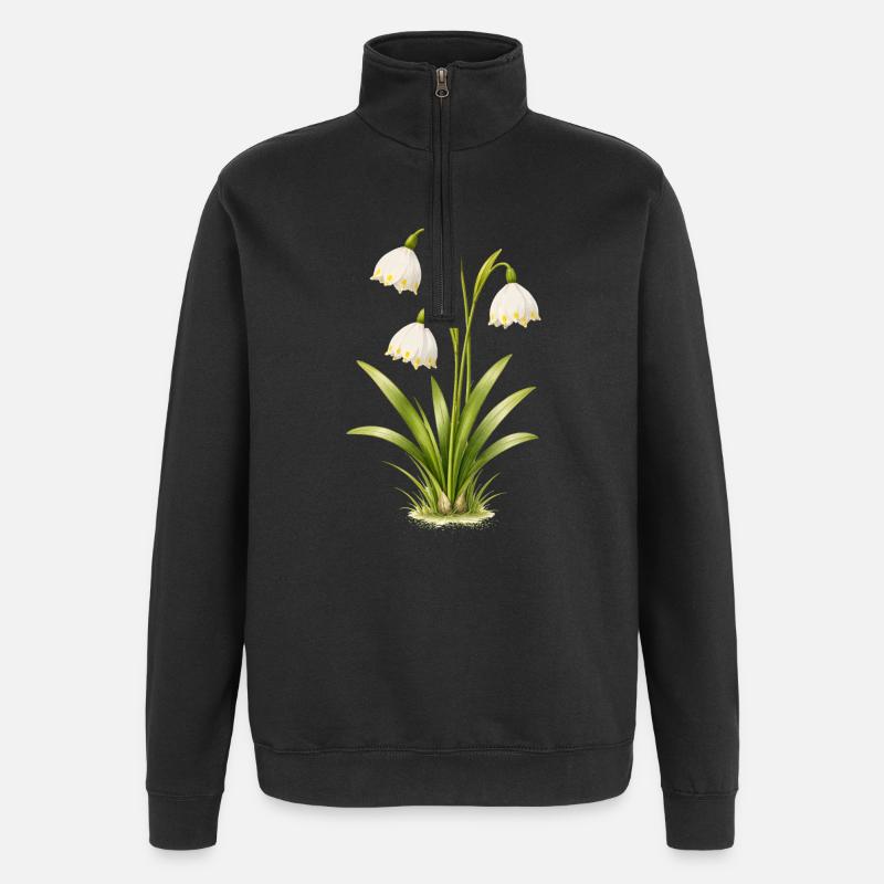 Märzenbecher Frühlingsblume Illustration  - Quarter-Zip-Sweatshirt - Schwarz