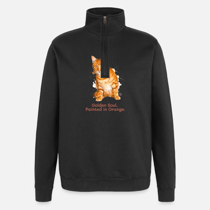 Goldene Seele Orange Katze. - Quarter-Zip-Sweatshirt - Schwarz