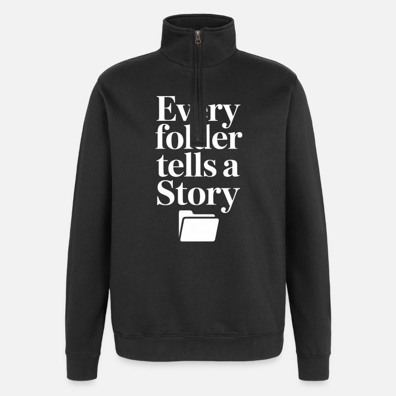 Chaque dossier raconte une histoire - Sweat à zip 1/4 - noir
