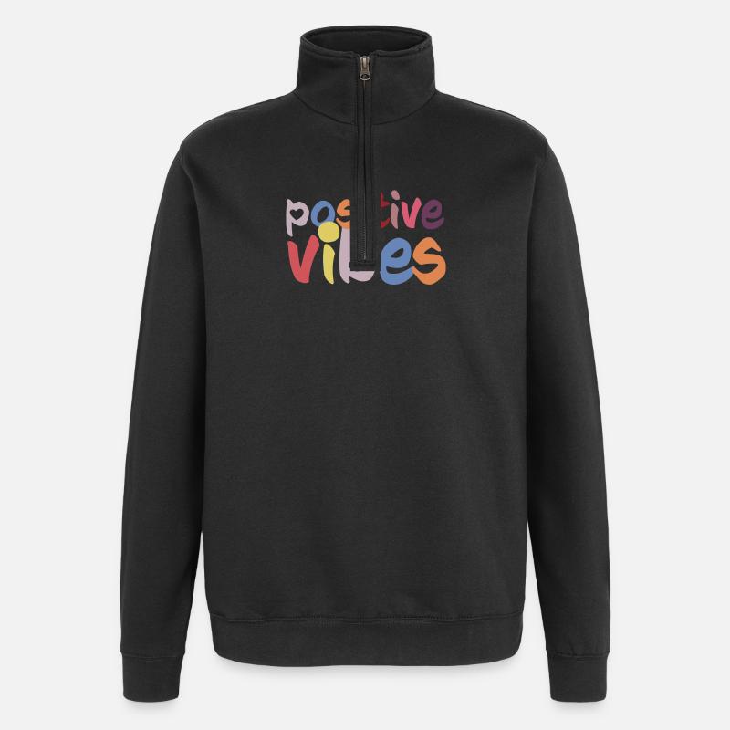 Ondes positives - Sweat à zip 1/4 - noir