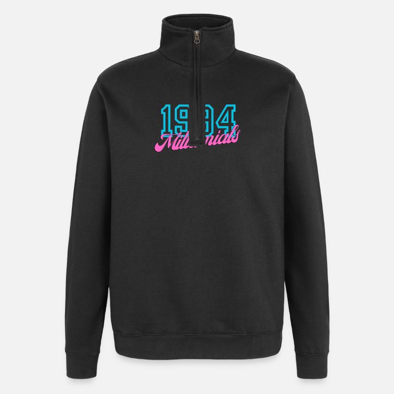 1994 Millennials Retro Datum Design - Quarter-Zip-Sweatshirt - Schwarz