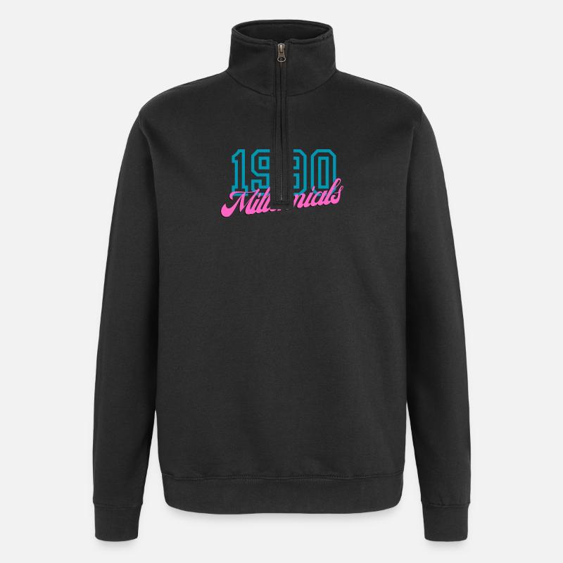 Retro 1990 Millennial Digital Style Design - Quarter-Zip Sweatshirt - black