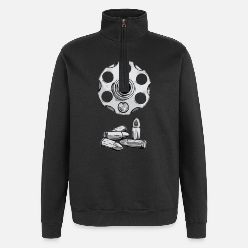 Bullet Turret Pattern - Quarter-Zip Sweatshirt - black
