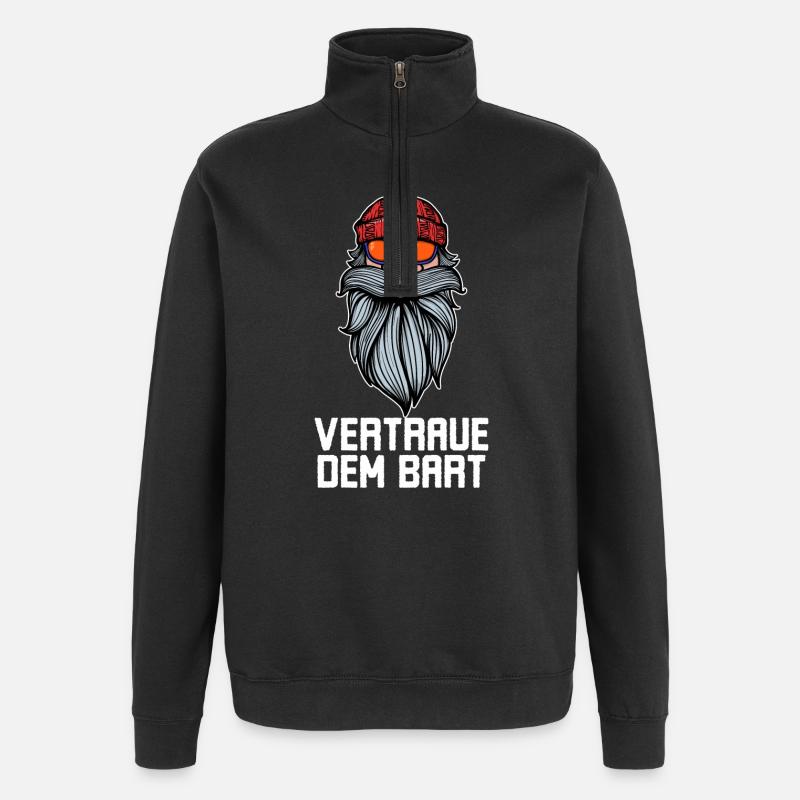 Humorvoll Bart Ziegenbart Statement Bartfrisur - Quarter-Zip-Sweatshirt - Schwarz