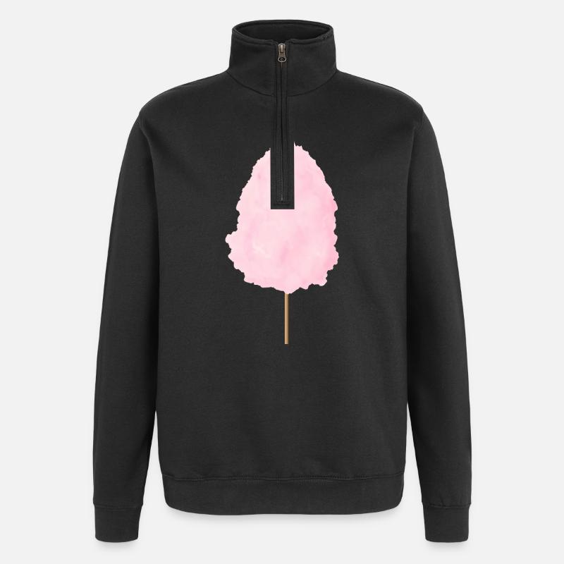 barbe à papa rose moelleux - Sweat à zip 1/4 - noir