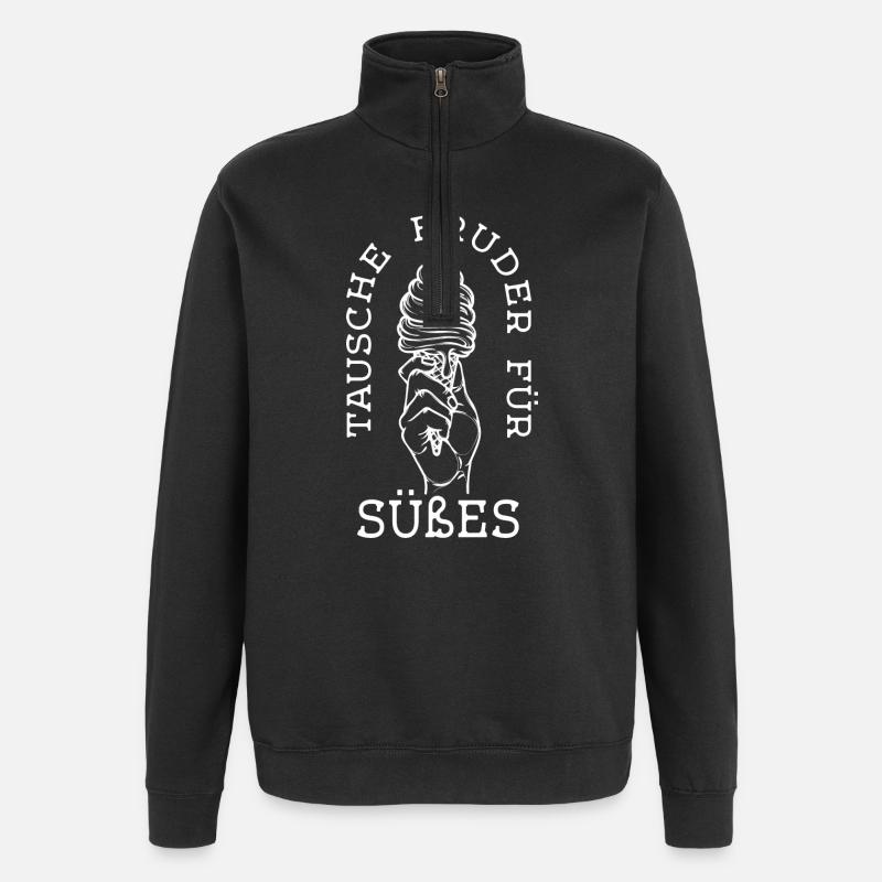 Lustig Süßigkeiten Statement Eis Nachspeise - Quarter-Zip-Sweatshirt - Schwarz