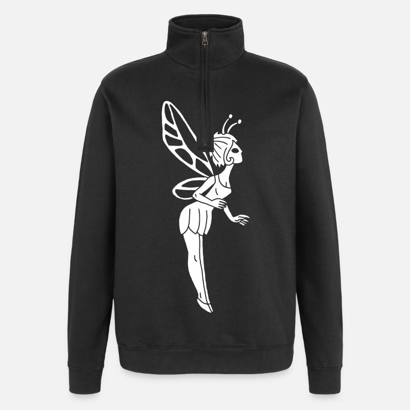 Glückliche weiße Fee - Quarter-Zip-Sweatshirt - Schwarz