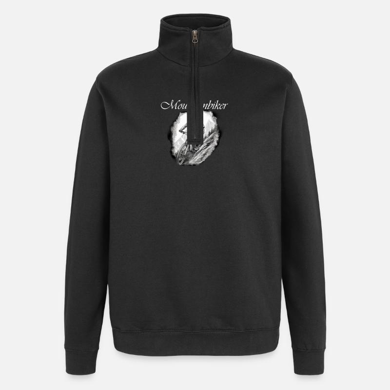 Mountainbiker weiß - Quarter-Zip-Sweatshirt - Schwarz