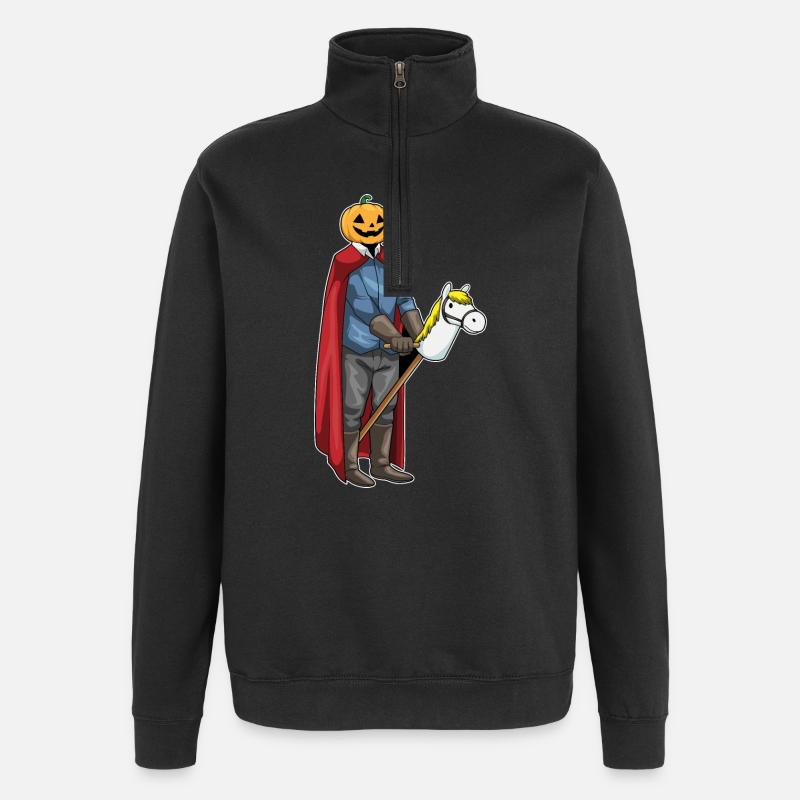 Jack O'Lantern Halloween Steckenpferd - Quarter-Zip-Sweatshirt - Schwarz