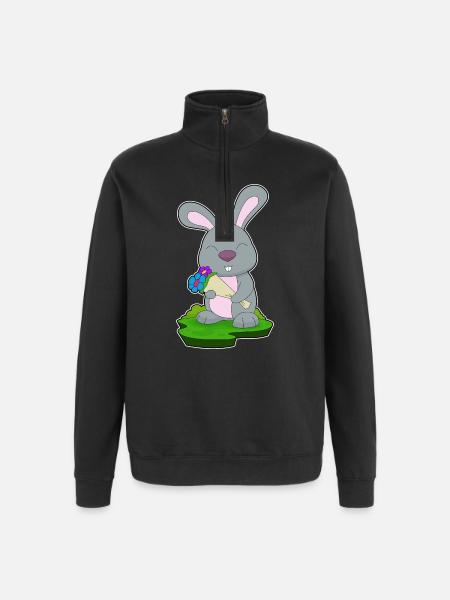Bunny Bouquet - Quarter-Zip Sweatshirt - black