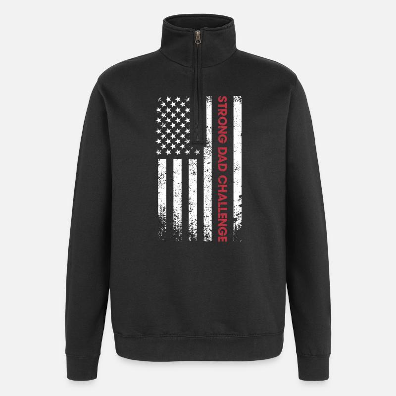 Strong Dad Challenge Flag - Quarter-Zip Sweatshirt - black