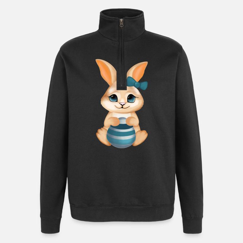 Mignon Lapin – Illustration mignonne - Sweat à zip 1/4 - noir