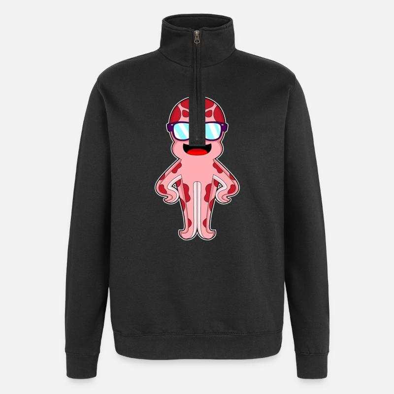Octopus Sunglasses - Quarter-Zip Sweatshirt - black