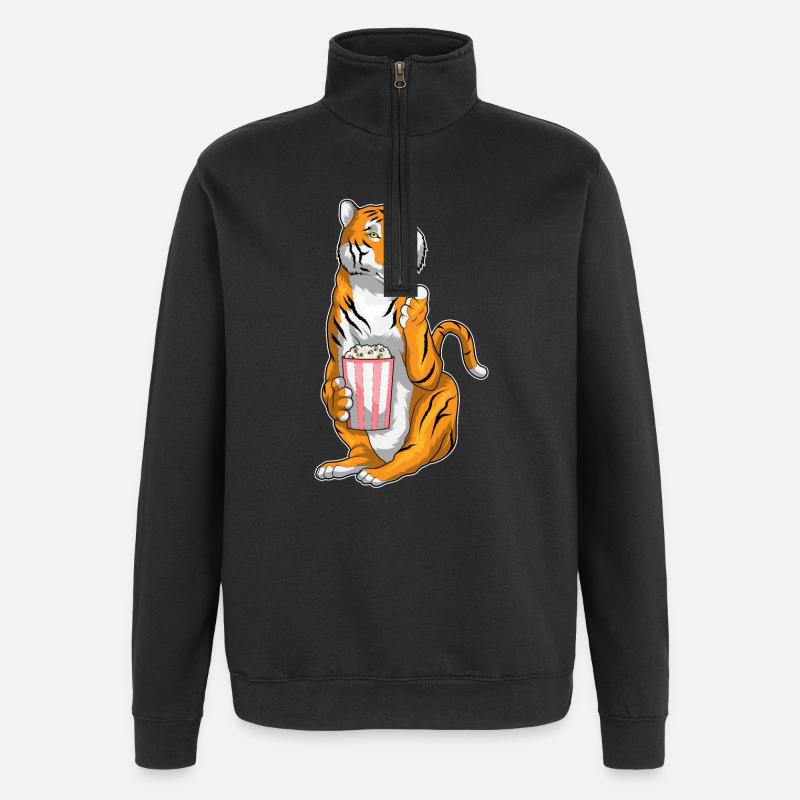 Maïs soufflé Tiger - Sweat à zip 1/4 - noir