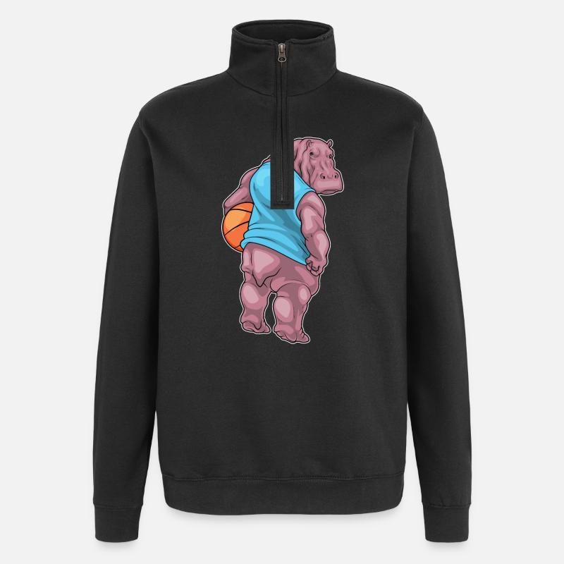 Hippopotame Basketteur Basketteur - Sweat à zip 1/4 - noir