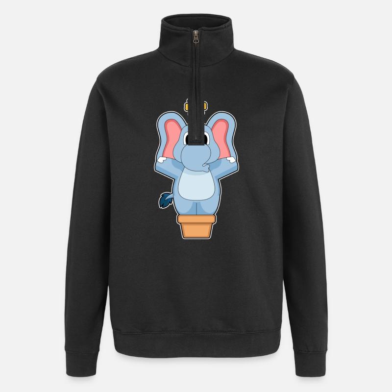 Elefant Blume - Quarter-Zip-Sweatshirt - Schwarz
