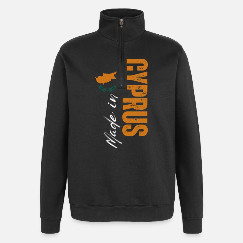 Fabriqué à Chypre, design vertical - Sweat à zip 1/4 - noir