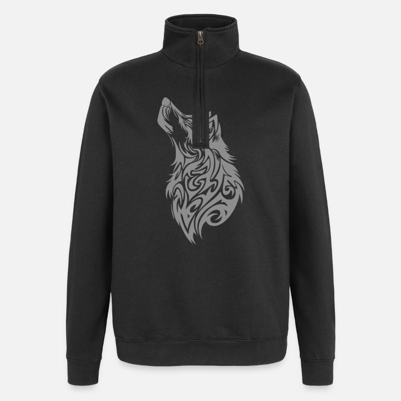 Nordic Wolf Tribal Tattoo - Quarter-Zip Sweatshirt - black