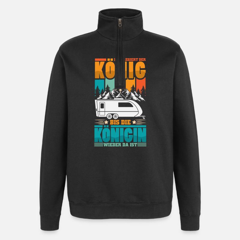 Camper Camping Wohnwagen Spruch - Quarter-Zip-Sweatshirt - Schwarz