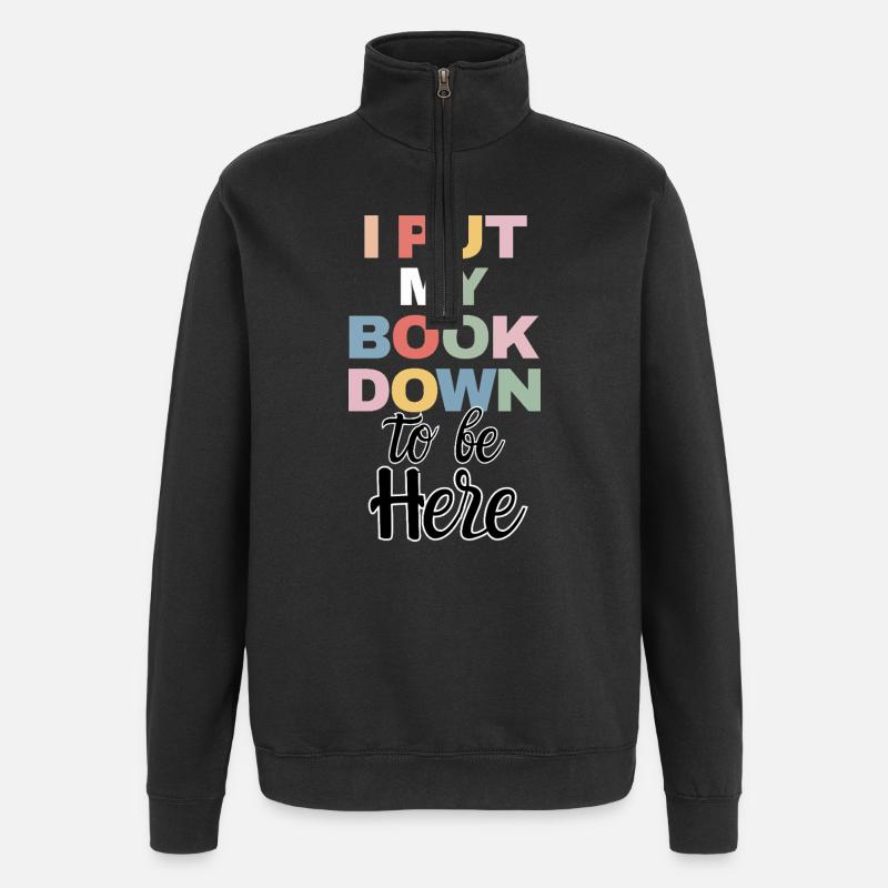 Funny Book Reader Quote Reading - Quarter-Zip-Sweatshirt - Schwarz