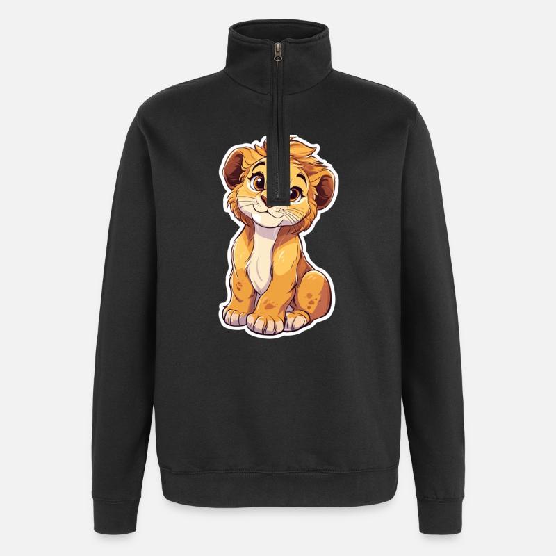 Lion - Sweat à zip 1/4 - noir