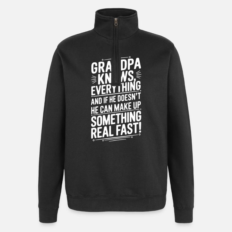 Papi sait tout Grand-père - Sweat à zip 1/4 - noir