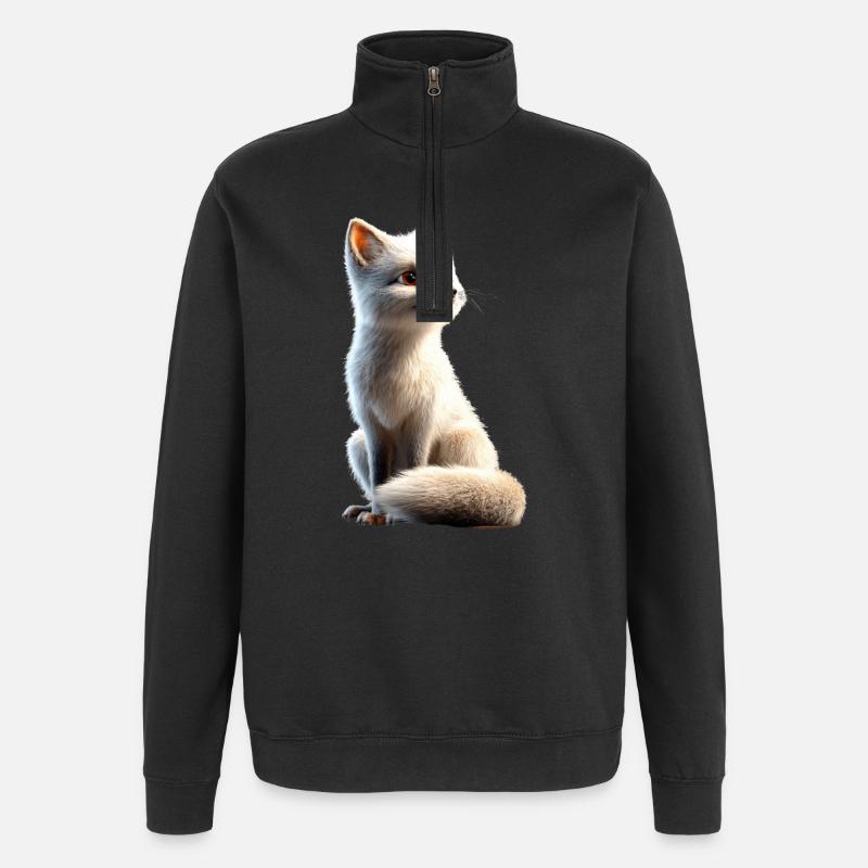 Polarfuchs Schneefuchs Eisfuchs Süßer Weißer Fuchs - Quarter-Zip-Sweatshirt - Schwarz