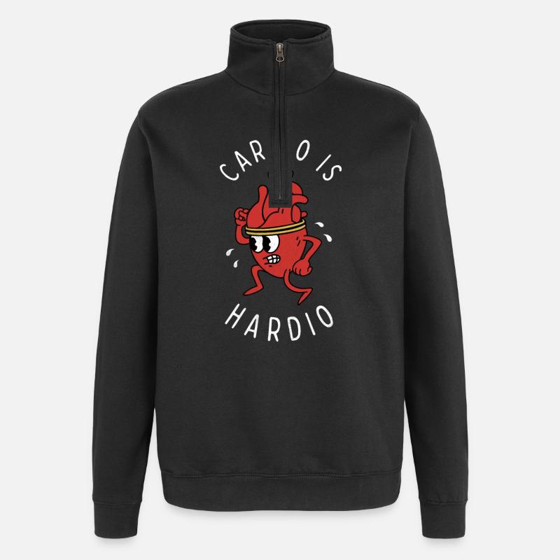 Cardio ist Hardio - Quarter-Zip-Sweatshirt - Schwarz