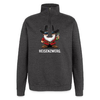 Heisenzwerg – cheeky dwarf design with humor - Quarter-Zip Sweatshirt - charcoal grey - Front - AI Model Female 172 light (172cm) & AI Model Male 178 dark (178cm)