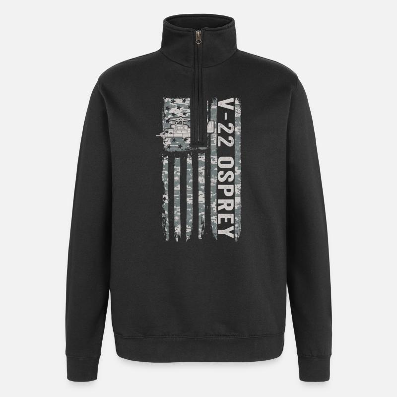 Hélicoptère militaire V-22 Osprey avec l’American - Sweat à zip 1/4 - noir