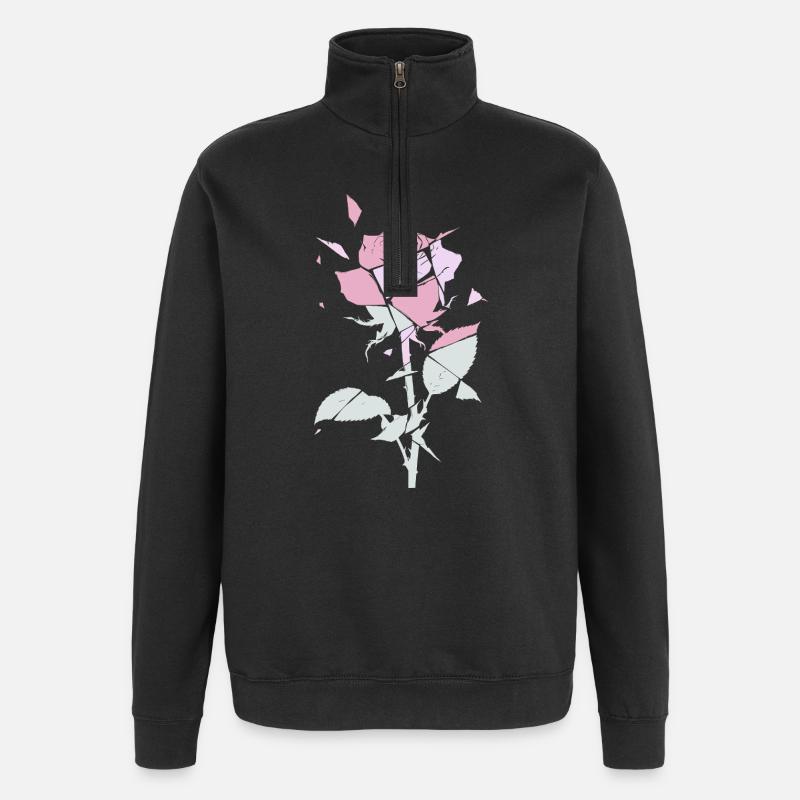 Pastellfarbene Rose Fragmente - Quarter-Zip-Sweatshirt - Schwarz
