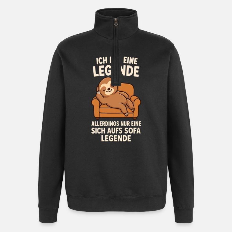 Faultier Sofa Legende Lustiger Spruch - Quarter-Zip-Sweatshirt - Schwarz