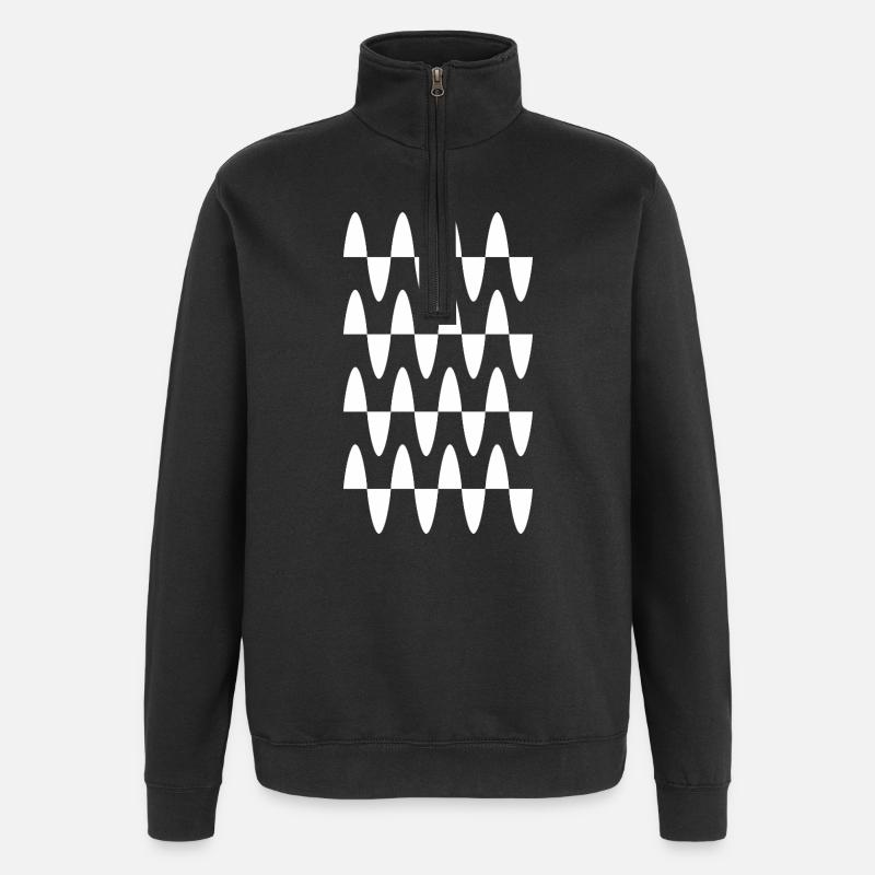 Conception en mosaïque d’ondes - Sweat à zip 1/4 - noir