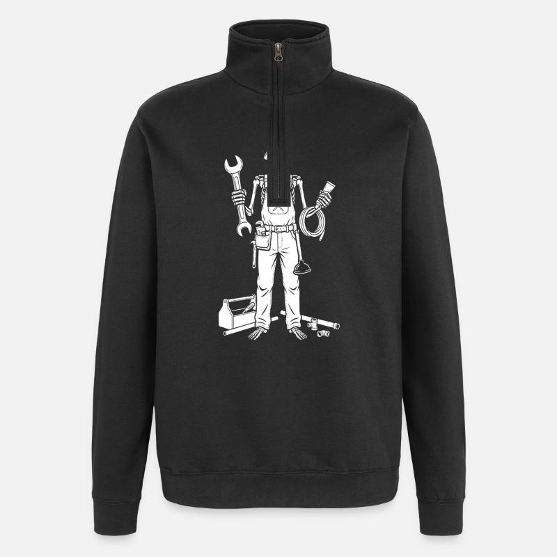 Skeleton Mechanic with Tools - Quarter-Zip Sweatshirt - black