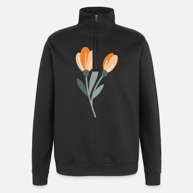 Fleur - Sweat à zip 1/4 - noir