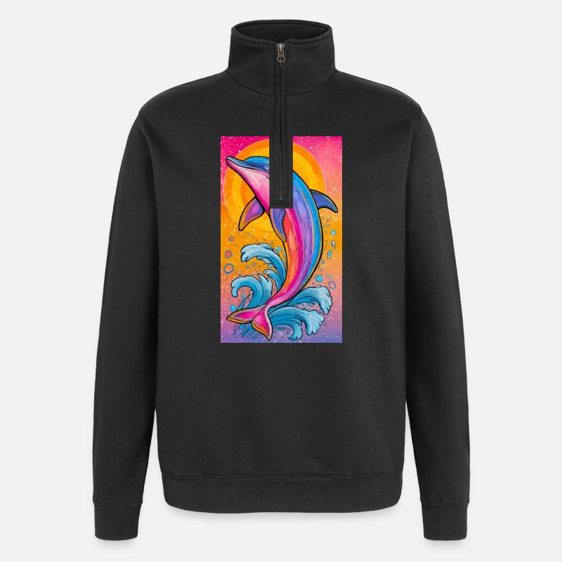 Delfin - Quarter-Zip-Sweatshirt - Schwarz