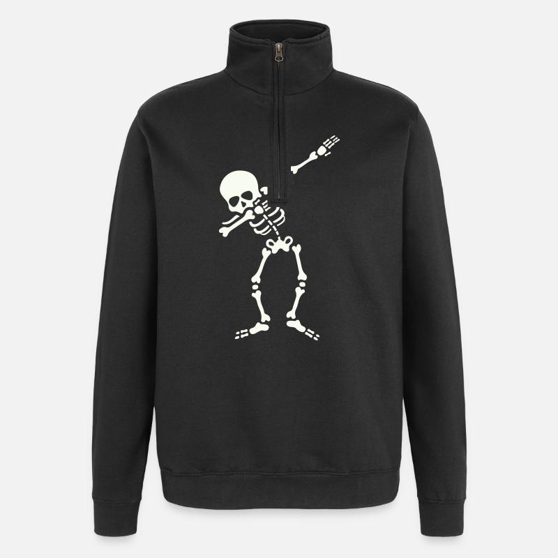 Skelett Dab Dabbing - Quarter-Zip-Sweatshirt - Schwarz