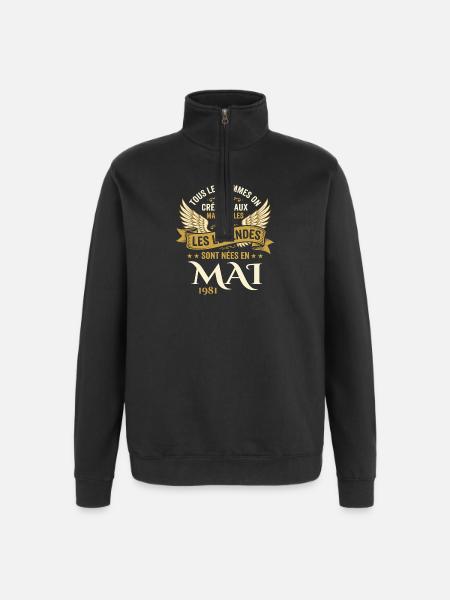 Anniversaire Mai 1981 - Sweat à zip 1/4 - noir