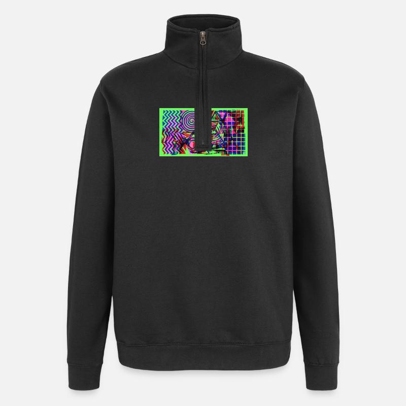 Géométrie néon Chaos - Sweat à zip 1/4 - noir