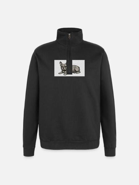 Ornate Bulldog Tattoo Pattern - Quarter-Zip Sweatshirt - black